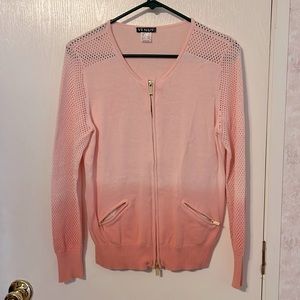 Ombré cotton cardigan with two way zipper and zipped pockets